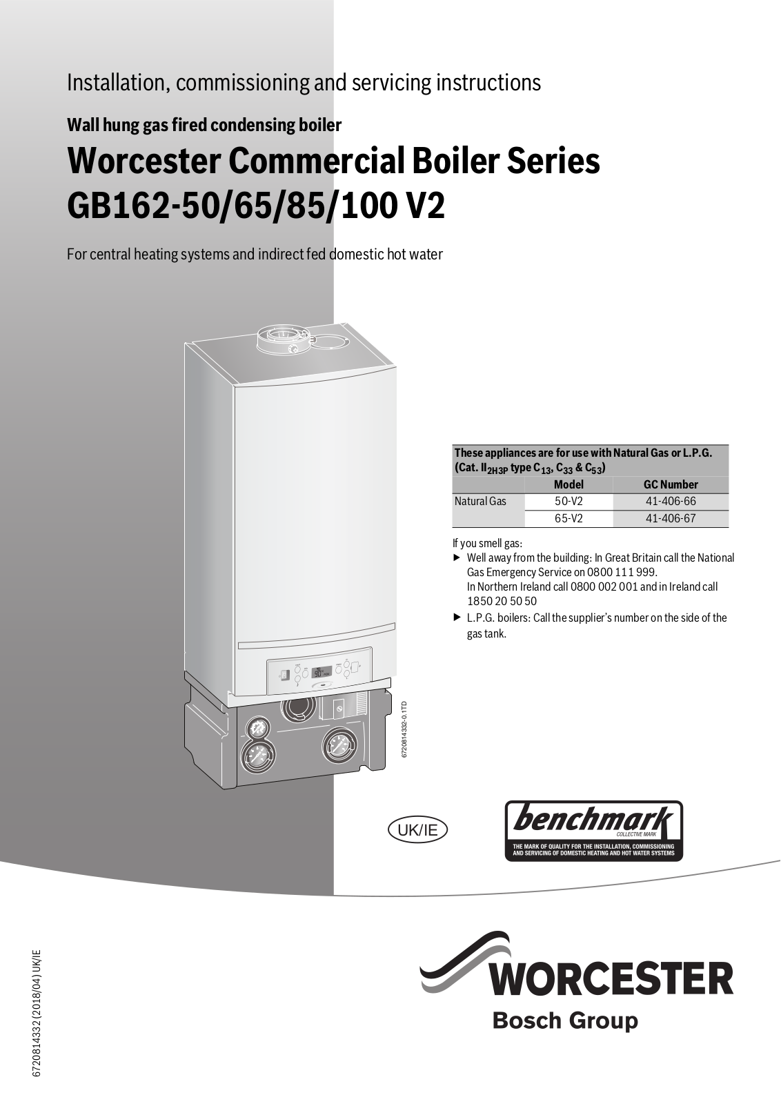 Bosch Worcester GB162-50 V2, Worcester GB162-100 V2, Worcester GB162-65 V2, Worcester GB162-85 V2 Installation, Commissioning And Servicing Instructions