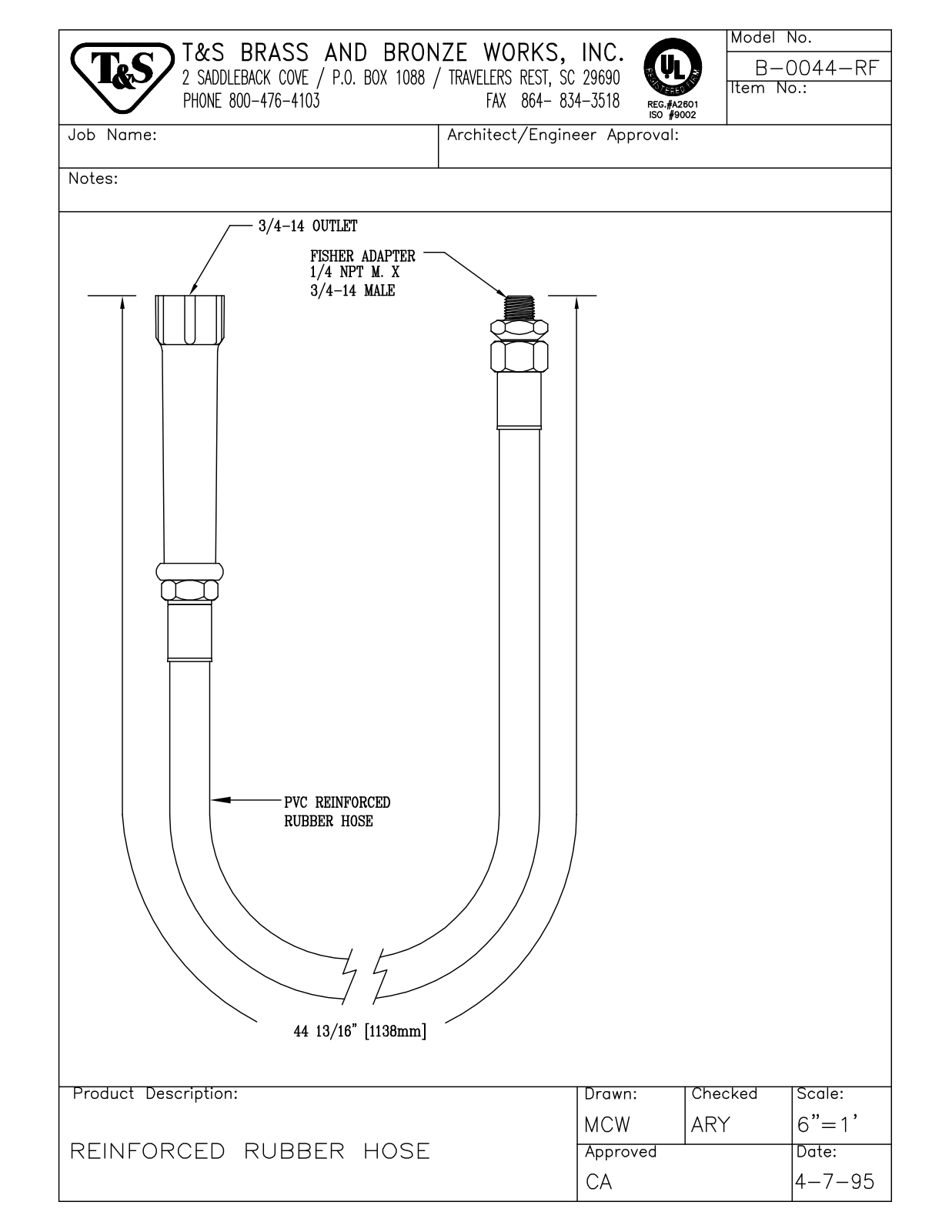 T&S Brass B-0044-RF User Manual