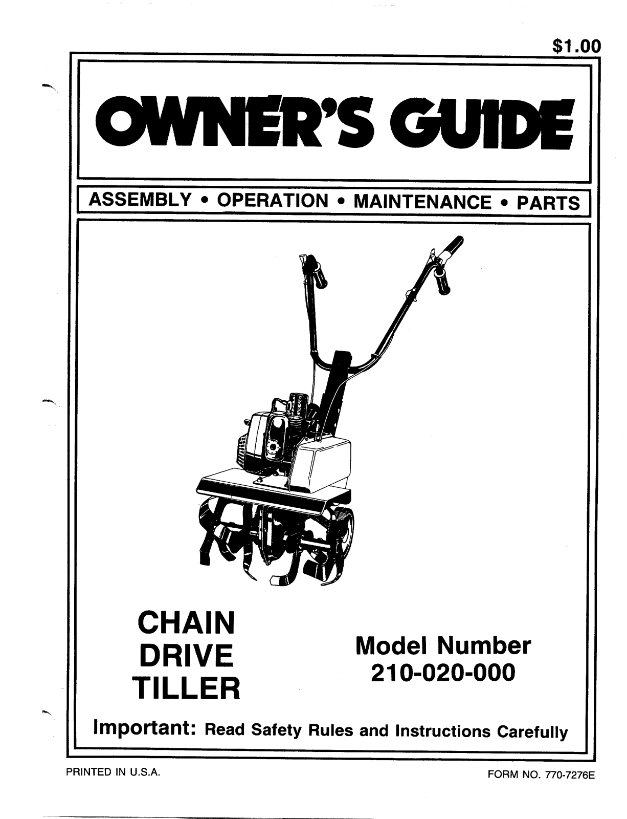 Mtd 210-020-000 owners Manual