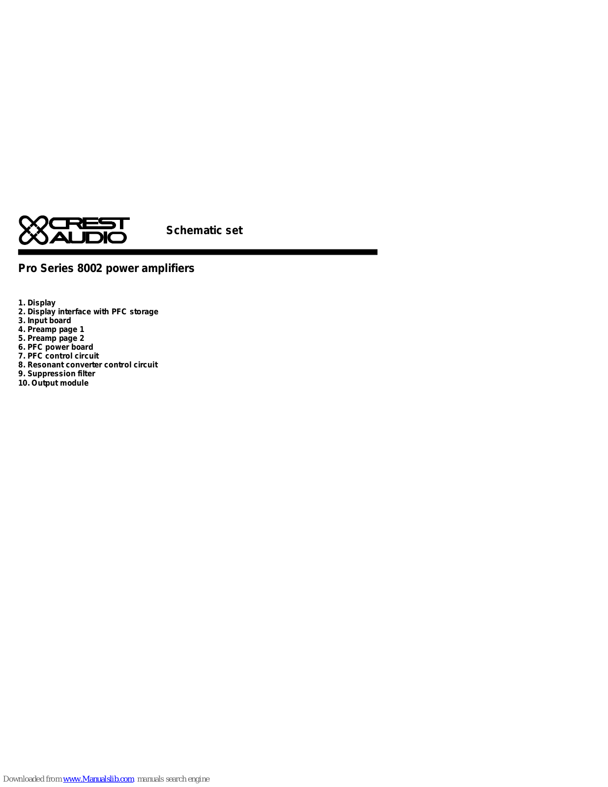 Crest Audio Pro Series 8002 Schematic Diagram