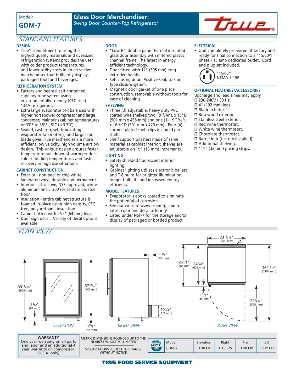 True Manufacturing GDM-7 General Manual - ManualMachine.com