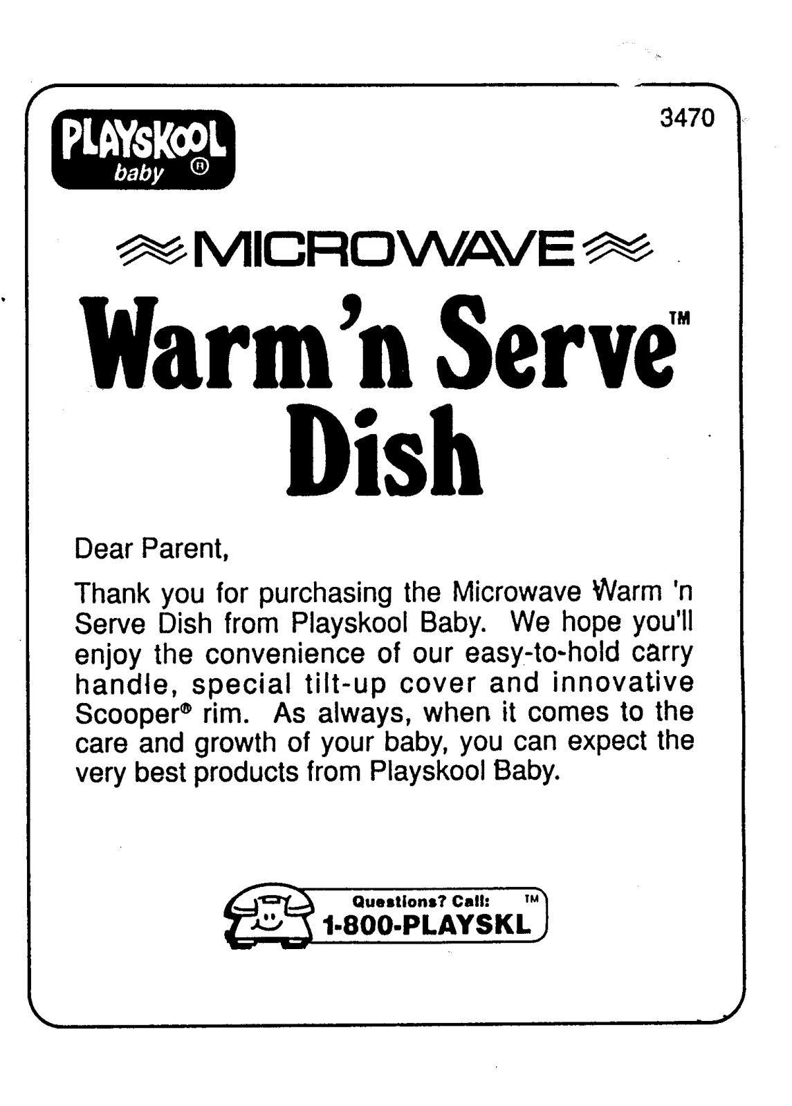 Playskool 3470 User Manual