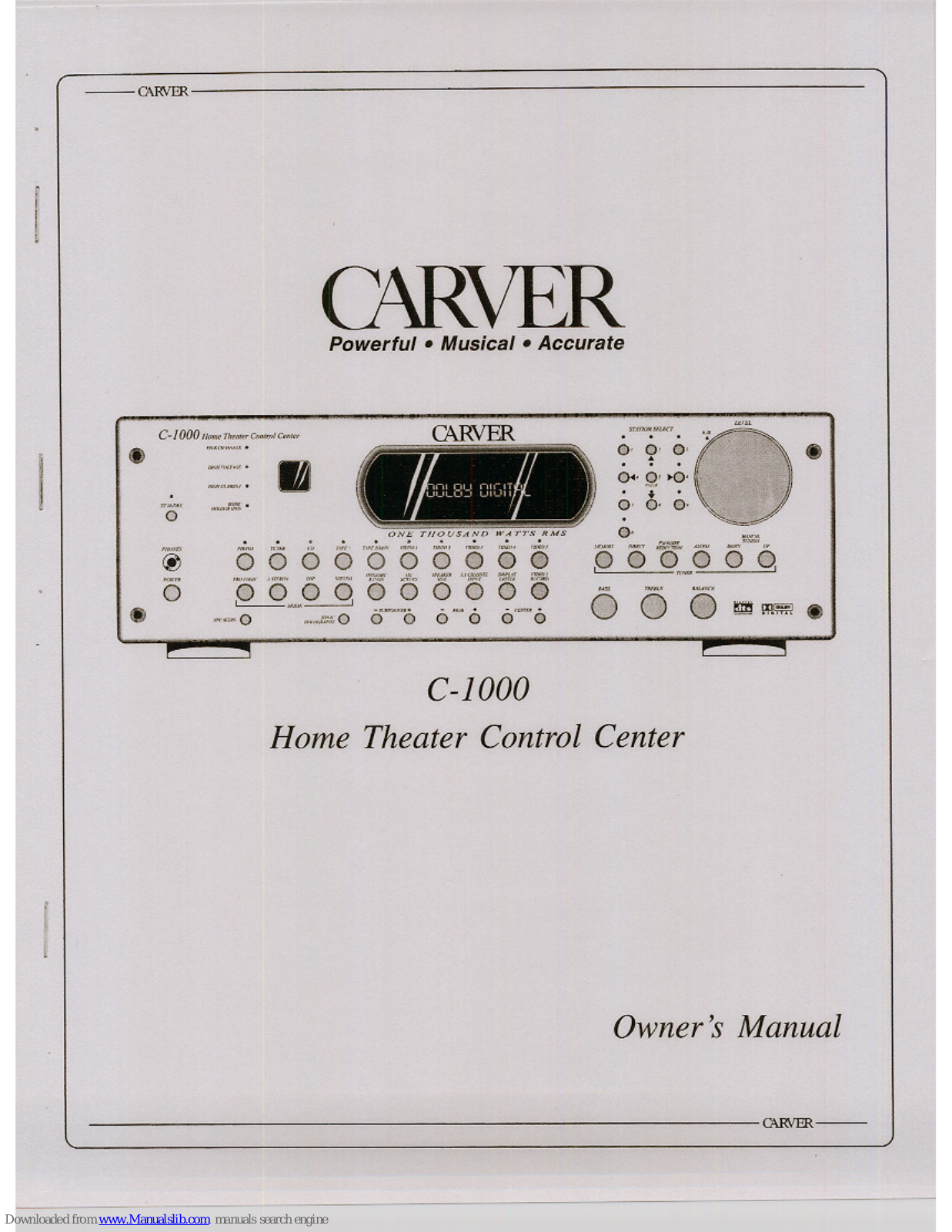 Carver C-1000 Owner's Manual