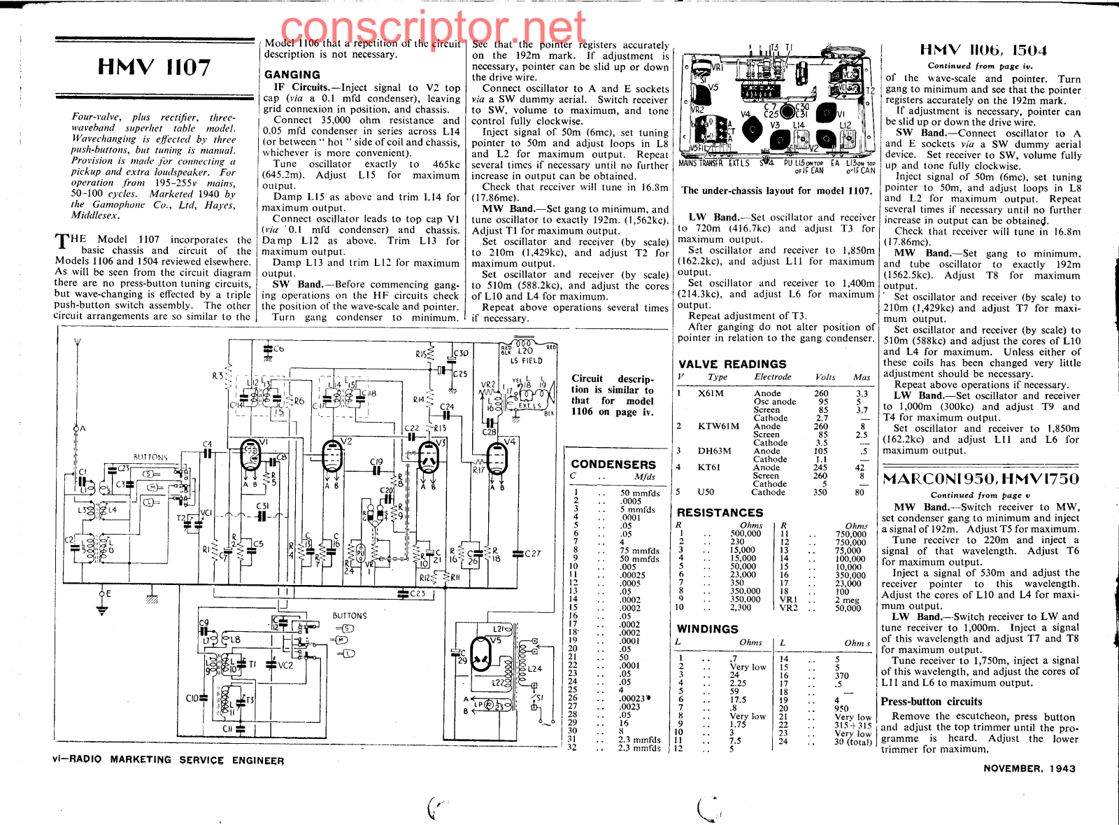 H.M.V. 1107 Service manual