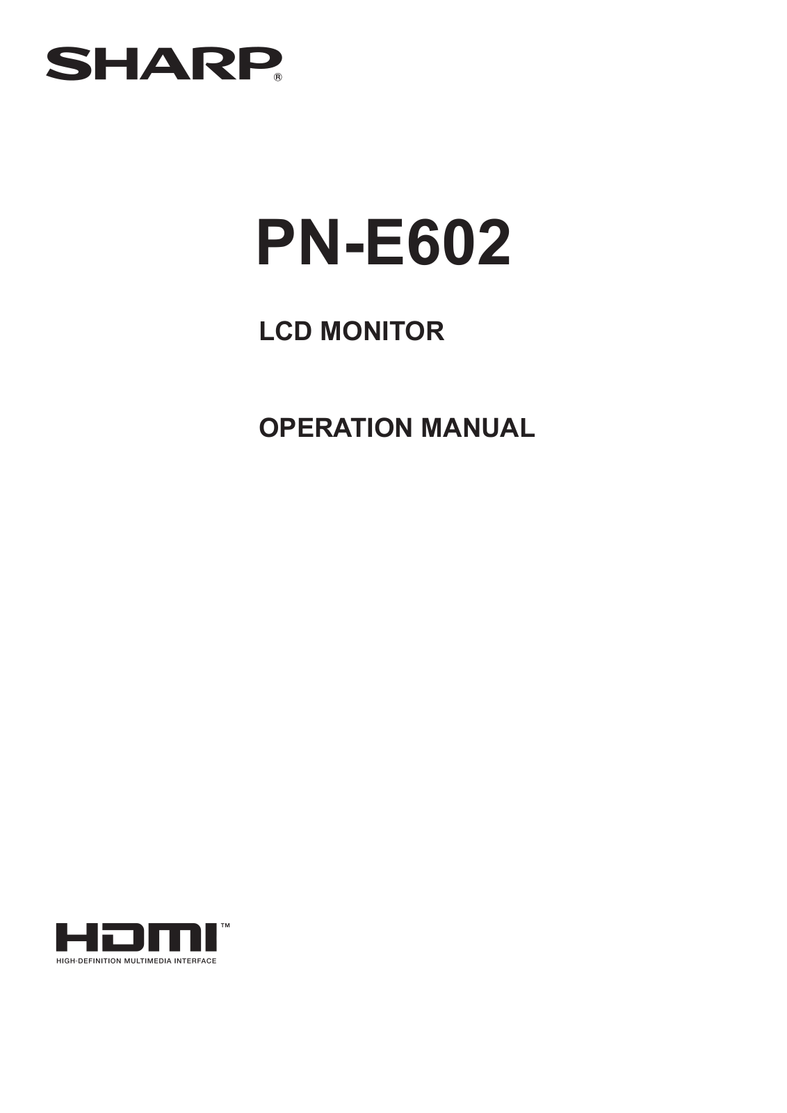 Sharp PN-E602 User Manual