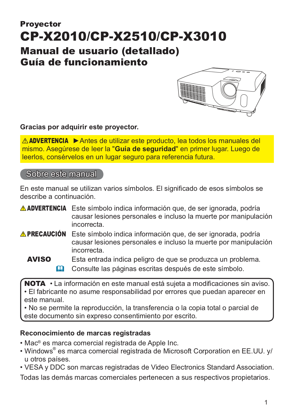 Hitachi CP-X2010, CP-X2510, CP-X3010 Owner's Manual