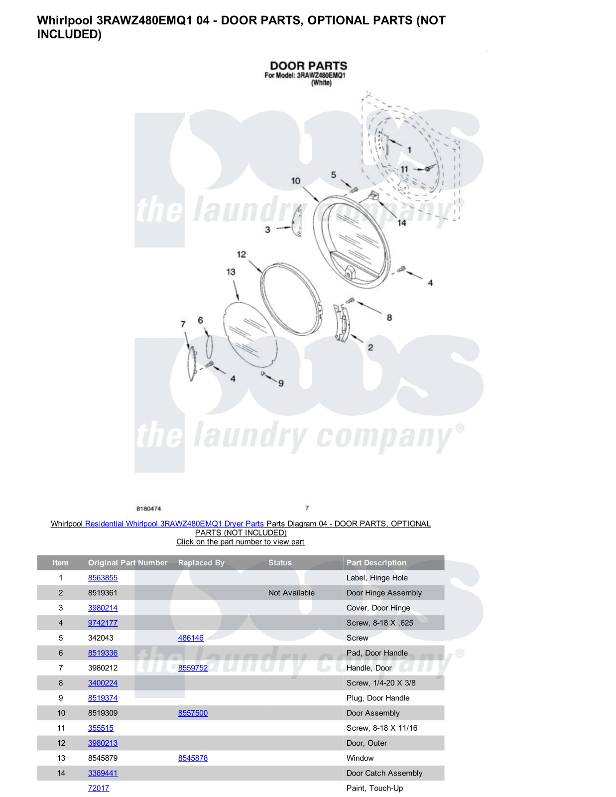 Whirlpool 3RAWZ480EMQ1 Parts Diagram