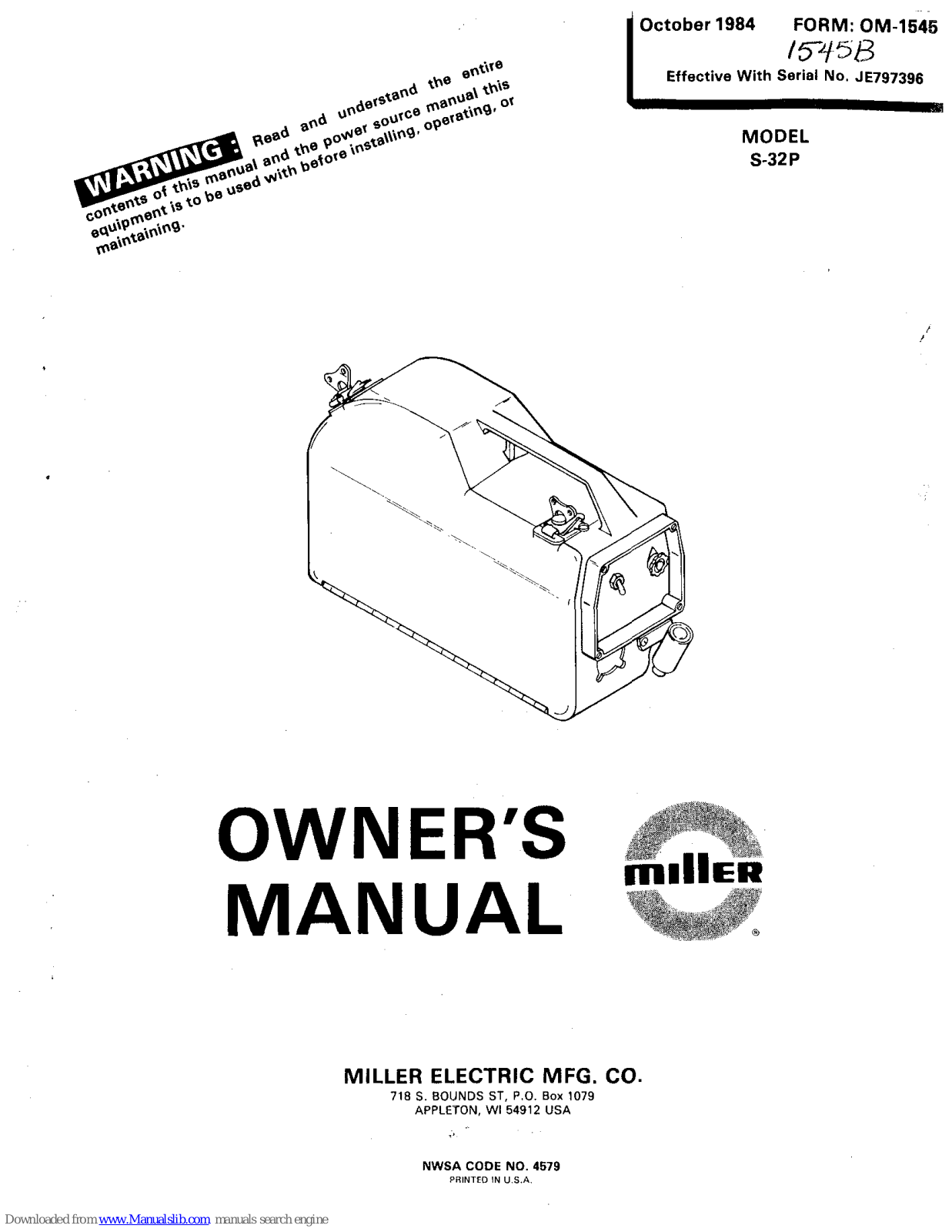 Milller S-32P Owner's Manual