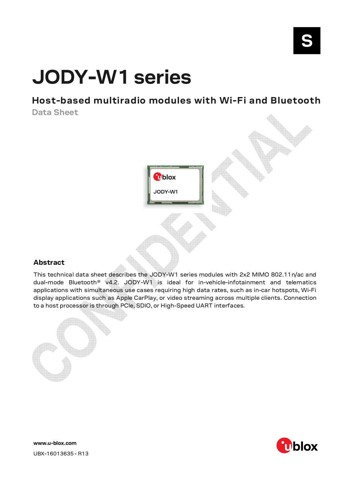 u blox JODYW167 User Manual