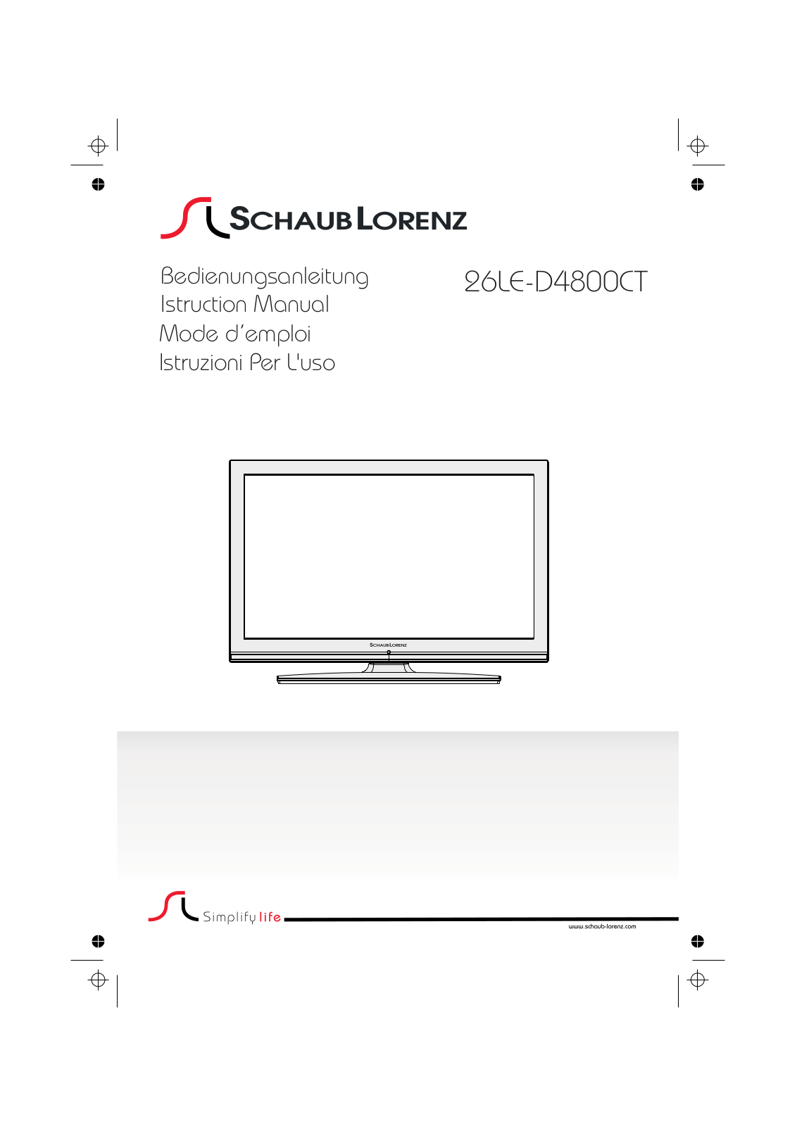 Schaub Lorenz 26LE-D4800CT User Manual