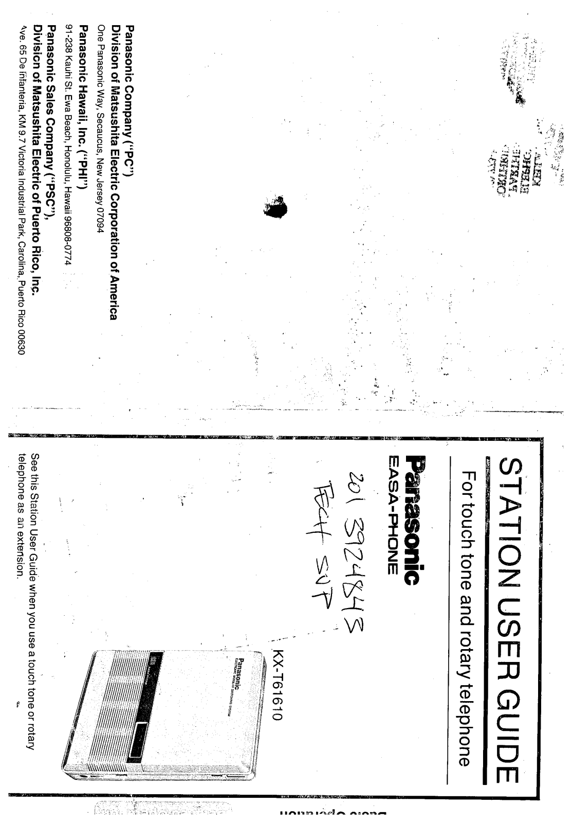 PANASONIC KX-T616 User Guide