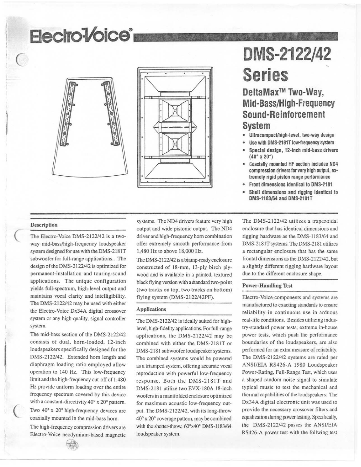 Electro-voice DMS-2122-42 DATASHEET