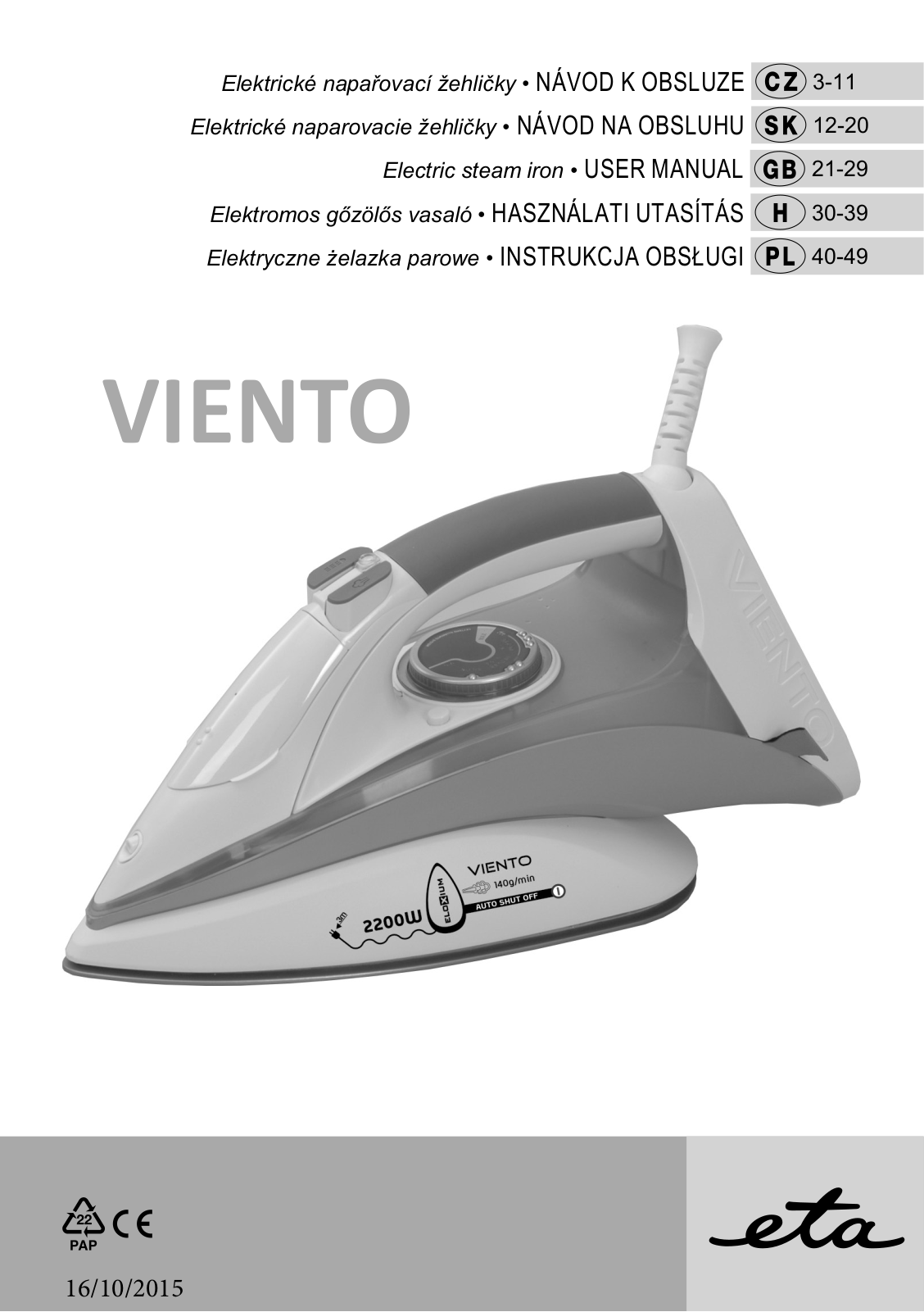 ETA Viento 6284 90010 User Manual