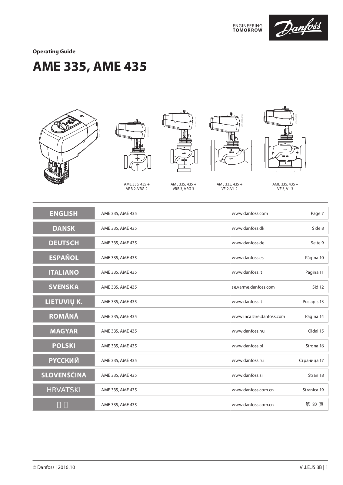 Danfoss AME 335, AME 435 Operating guide