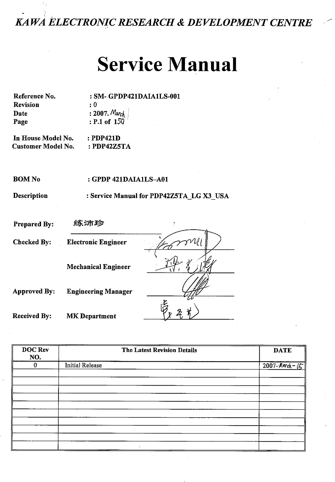 Akai PDP42Z5TA Service Manual