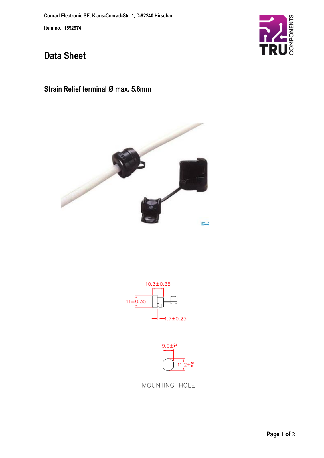 TRU COMPONENTS 1592974 Data Sheet