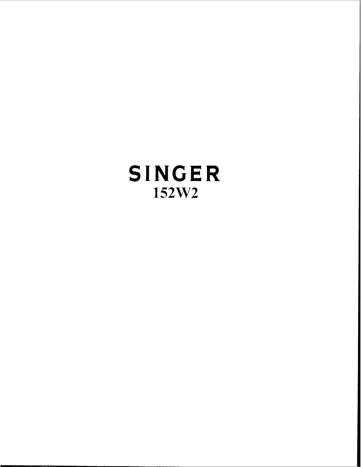 SINGER 152W2 Parts List