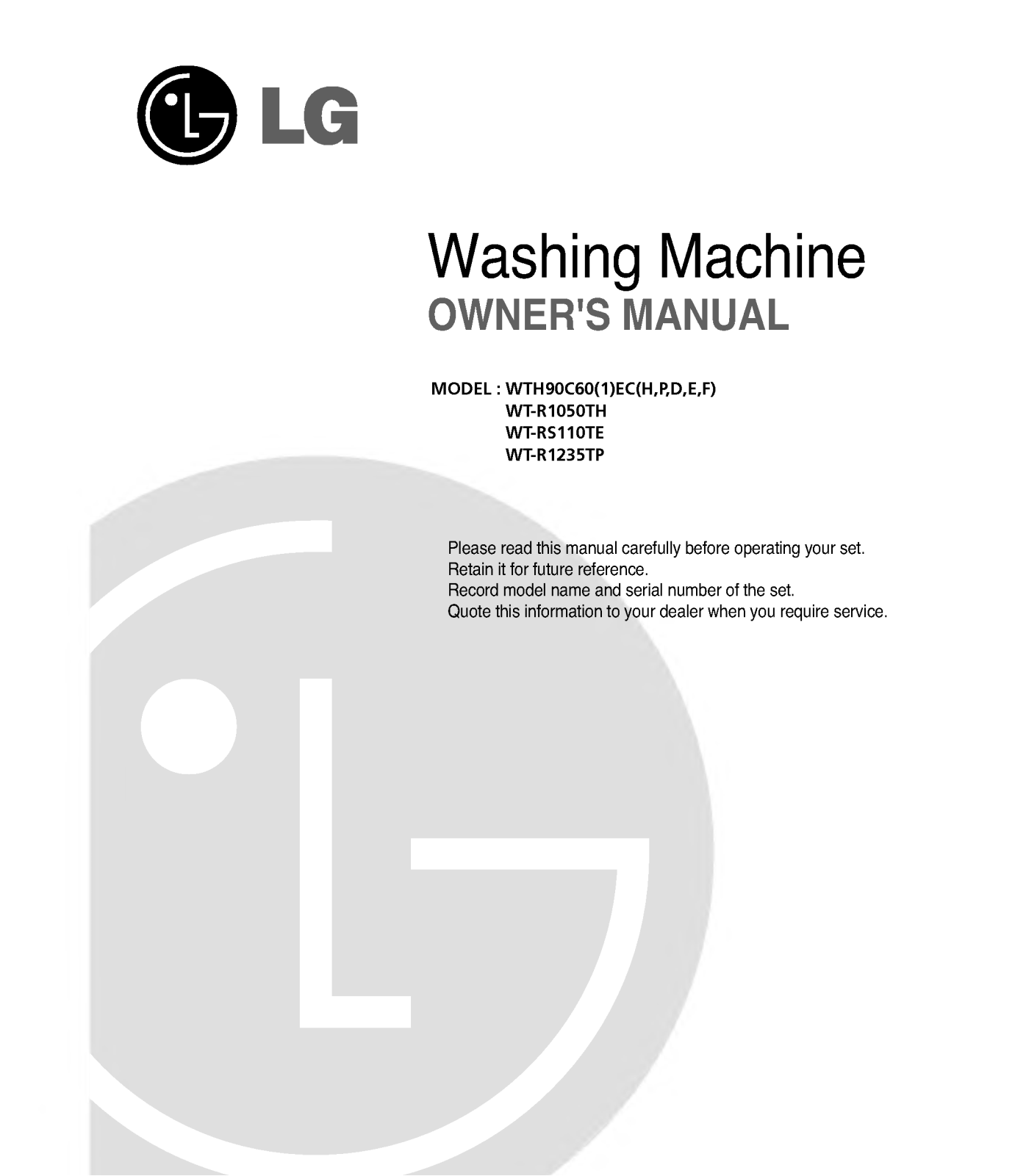 LG WT-R1235TP User Manual