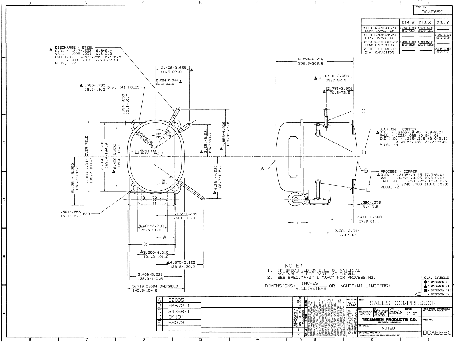 Tecumseh AEA1415EXA Drawing Data