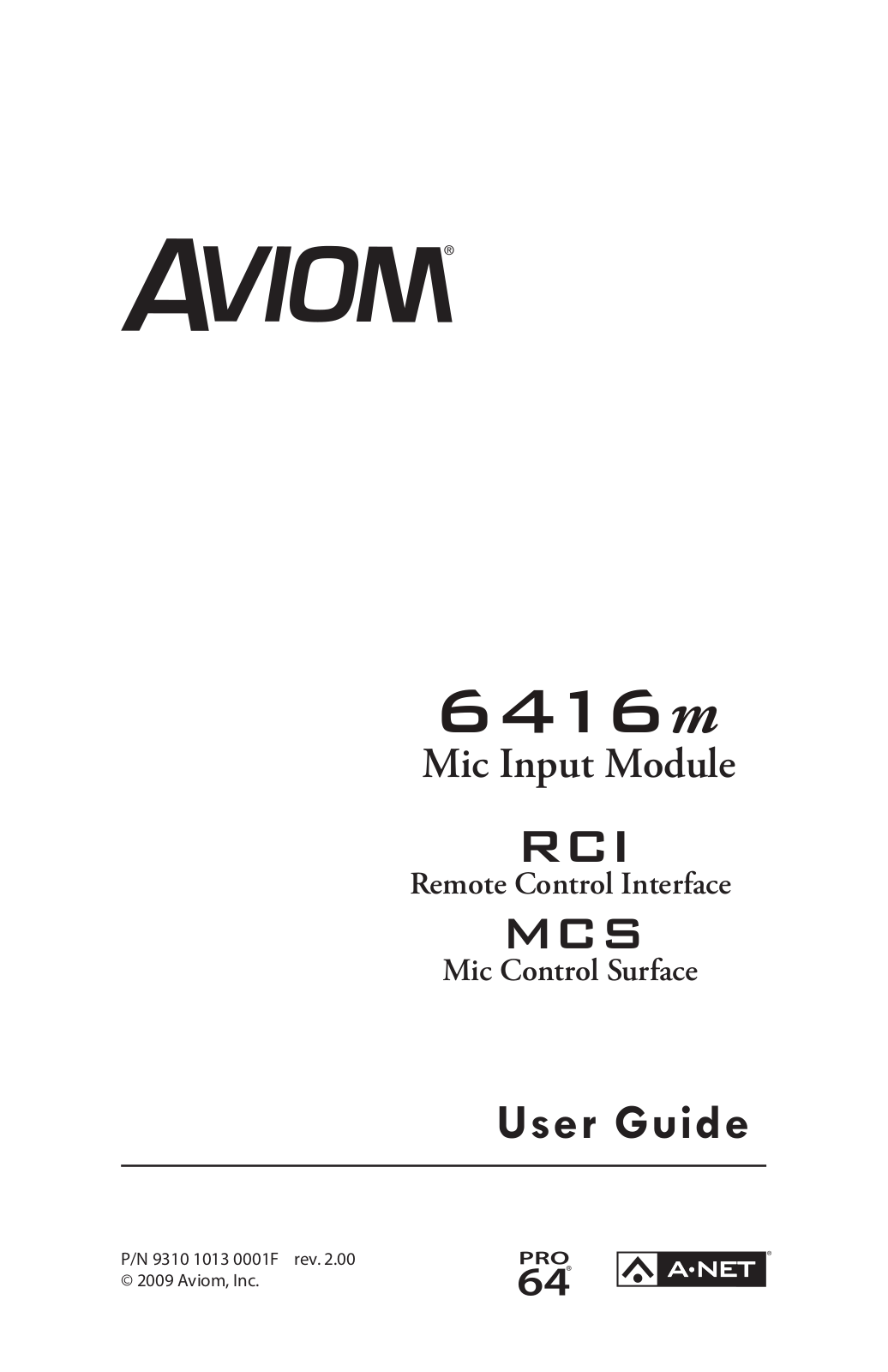 Aviom MCS User Manual