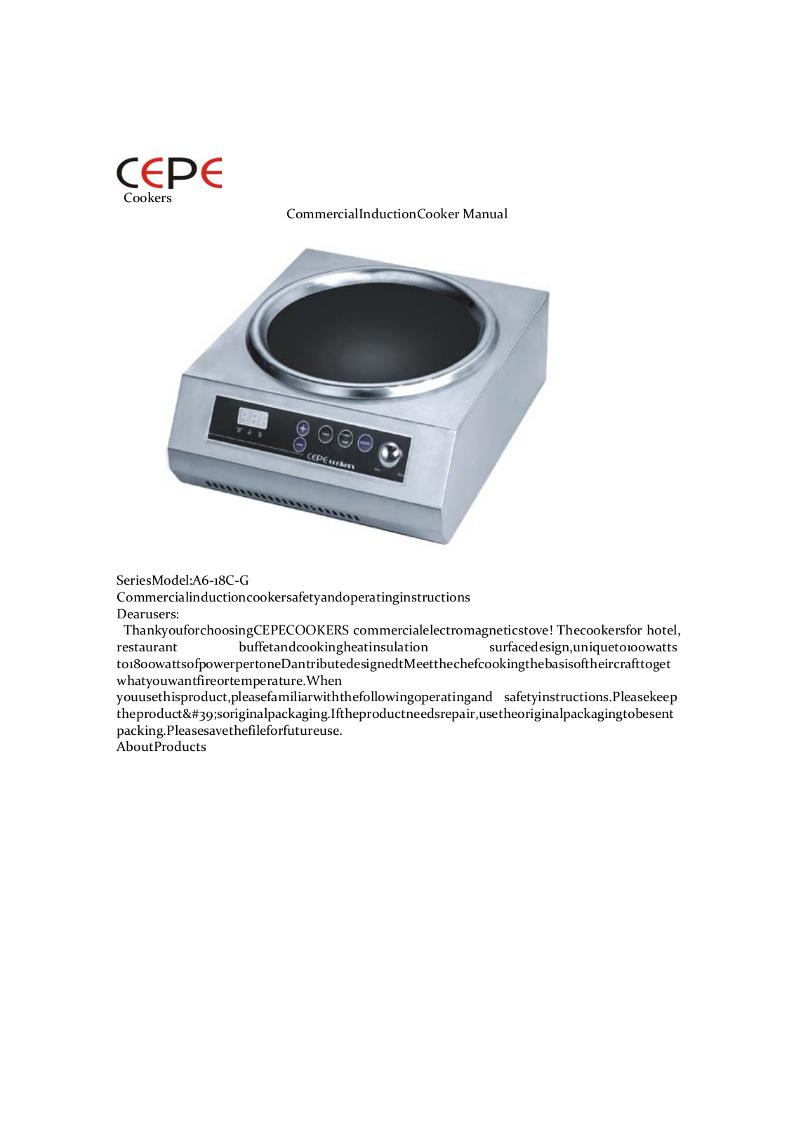 CEPE A6-18C-G User Manual - ManualMachine.com