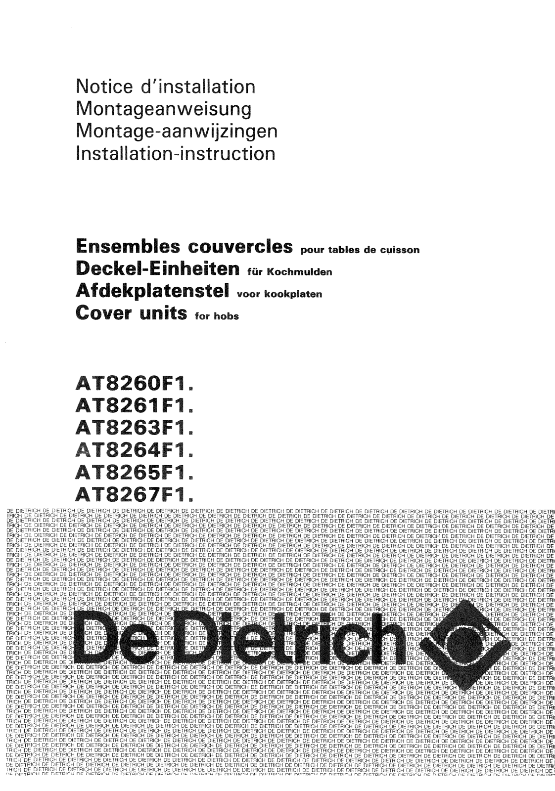 De dietrich AT8265F1, AT8261F11, AT8267F1, AT8261F1, AT8264F1 User Manual
