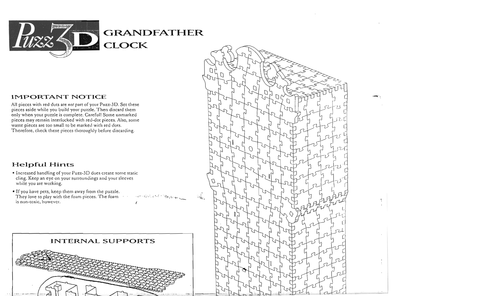 Hasbro PUZZ 3D GRANDFATHER CLOCK User Manual