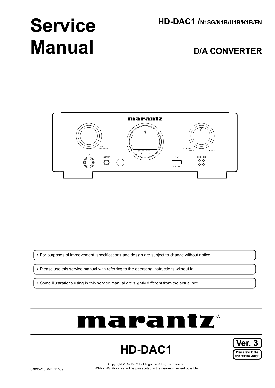 Marantz HD-DAC1 Service Manual