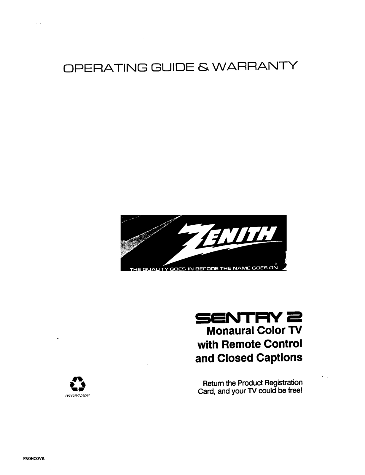 Zenith SAR2035Y7 Owner’s Manual - ManualMachine.com