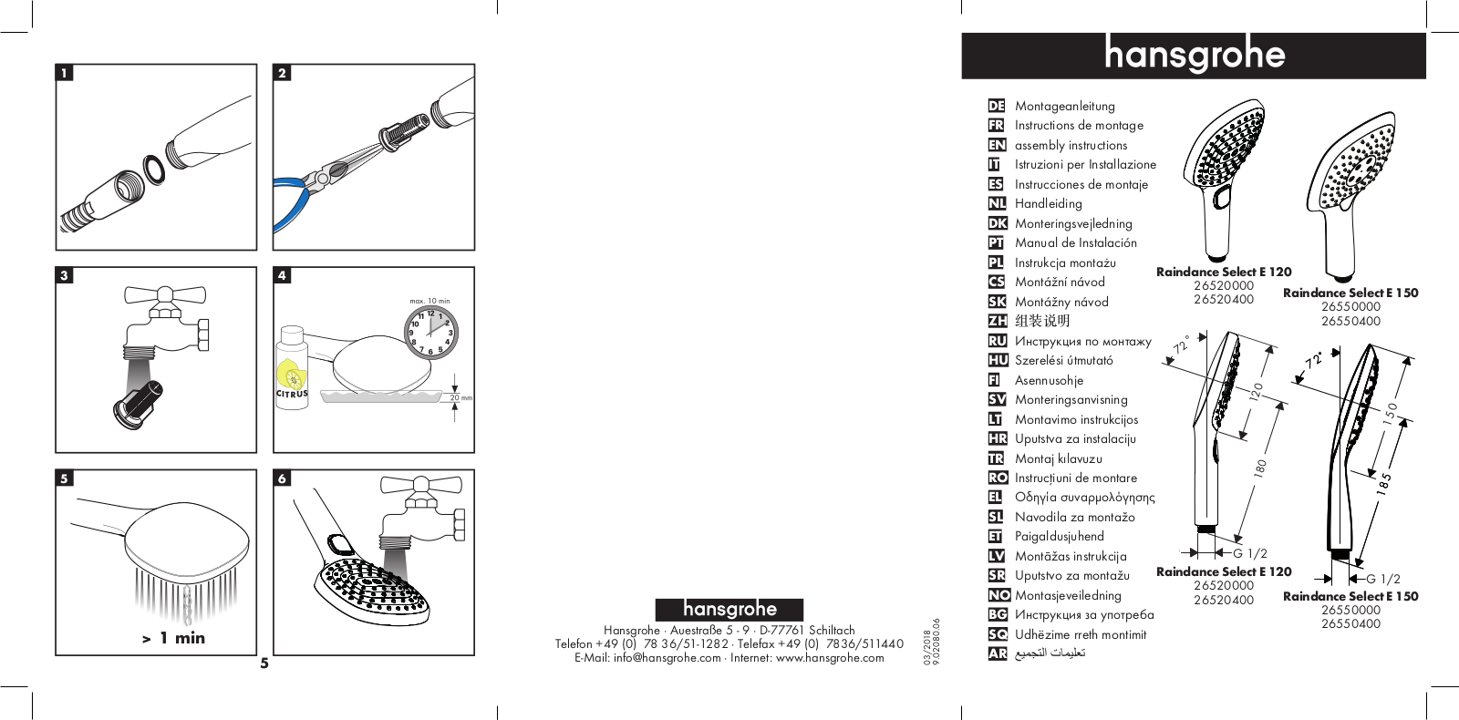 Hansgrohe 26550400, 26550000 User Manual