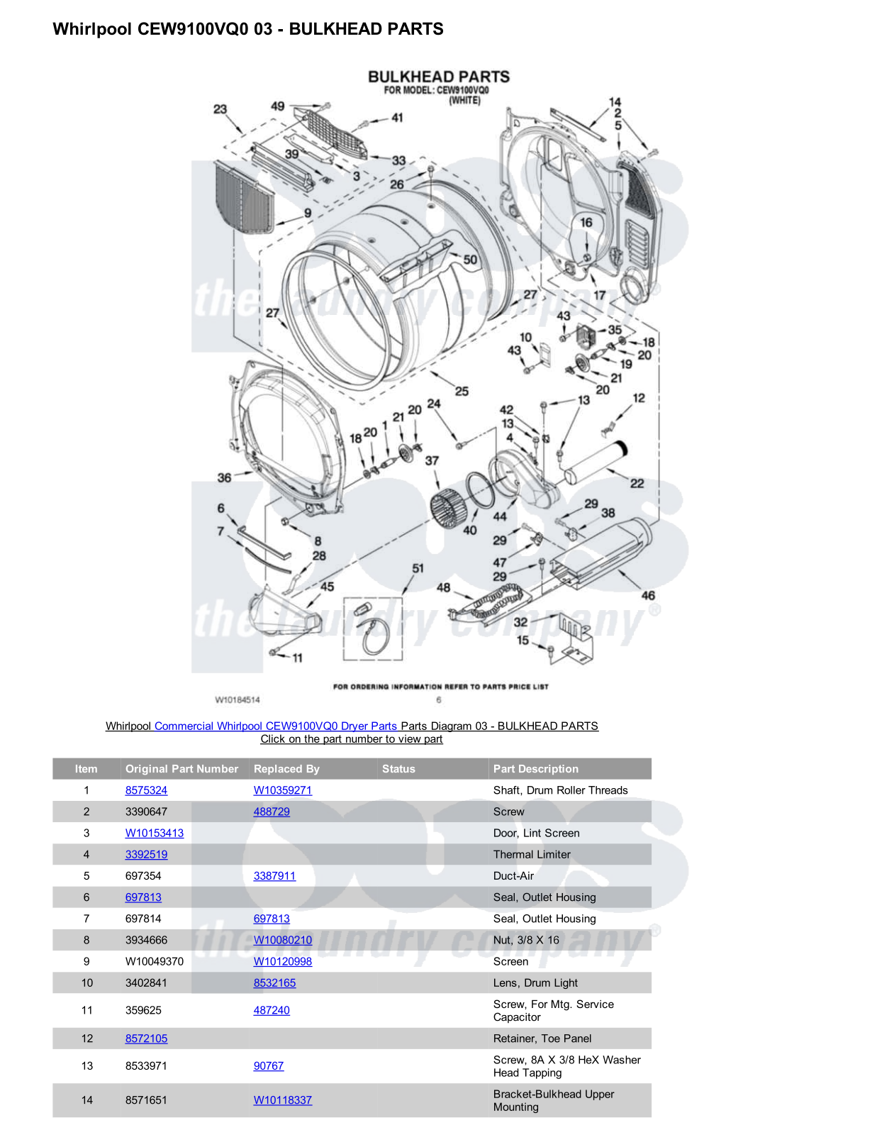 Whirlpool CEW9100VQ0 Parts Diagram