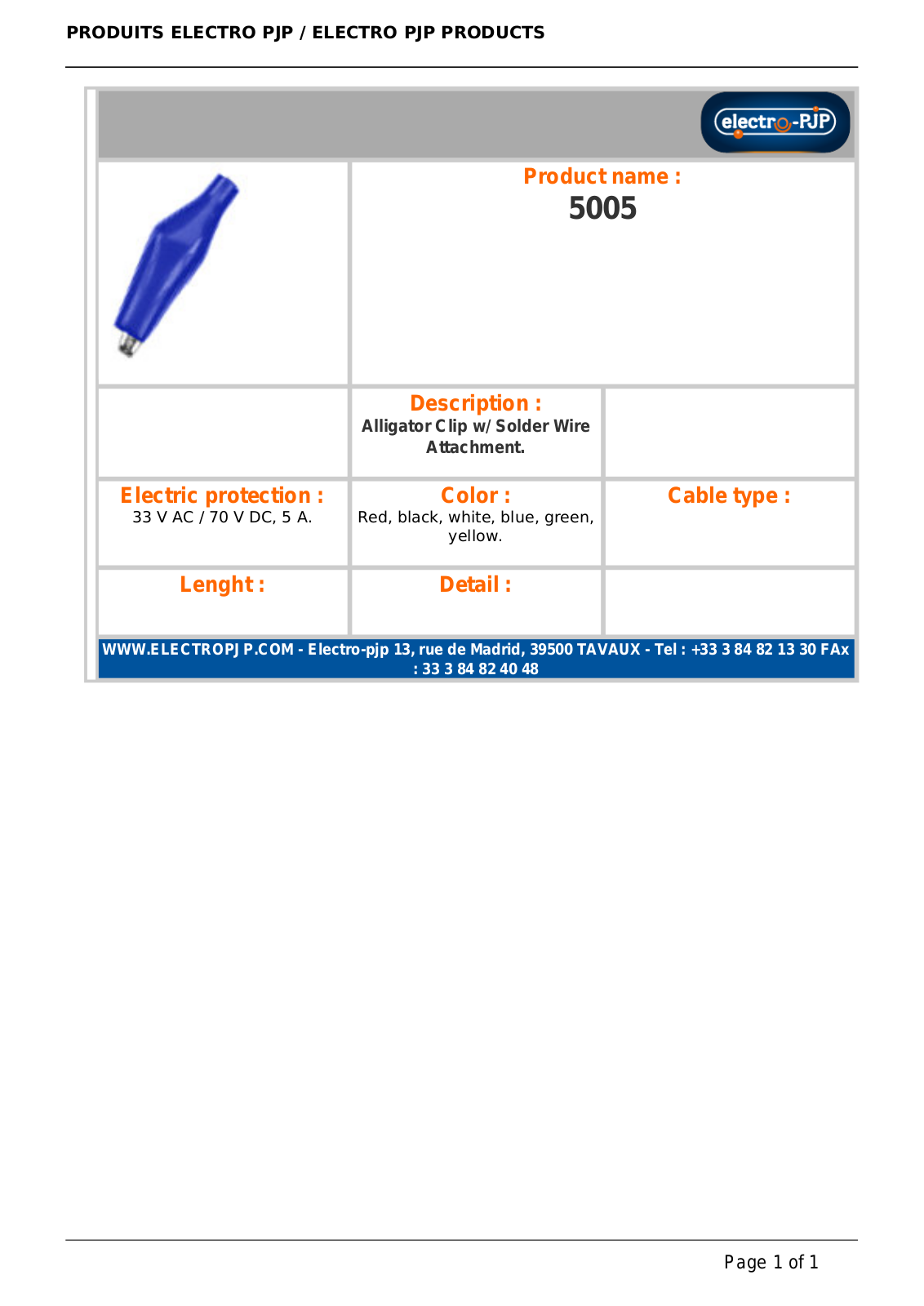 Datasheet 5005-R, 5005-BL, 5005-V, 5005-N Specification - ManualMachine.com