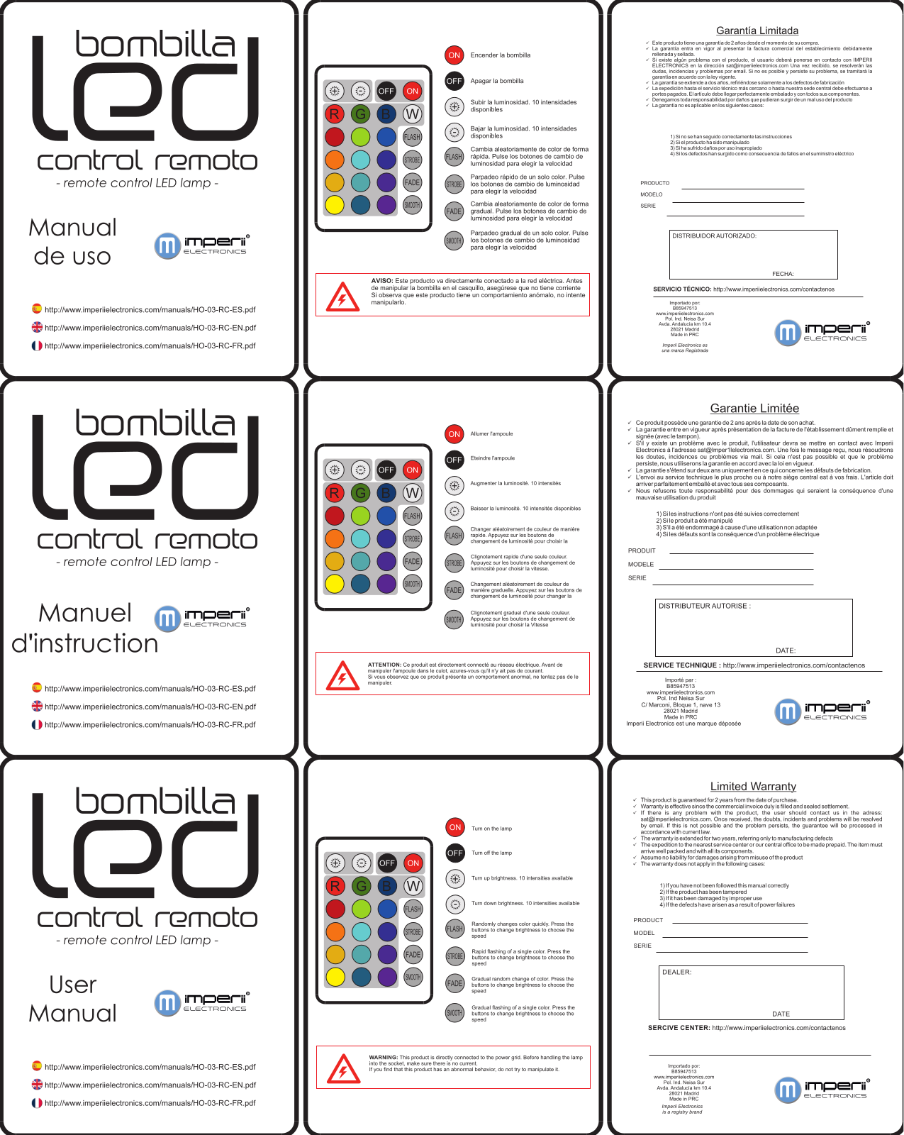 imperii Bombilla LED Control Remoto Lamp User Manual