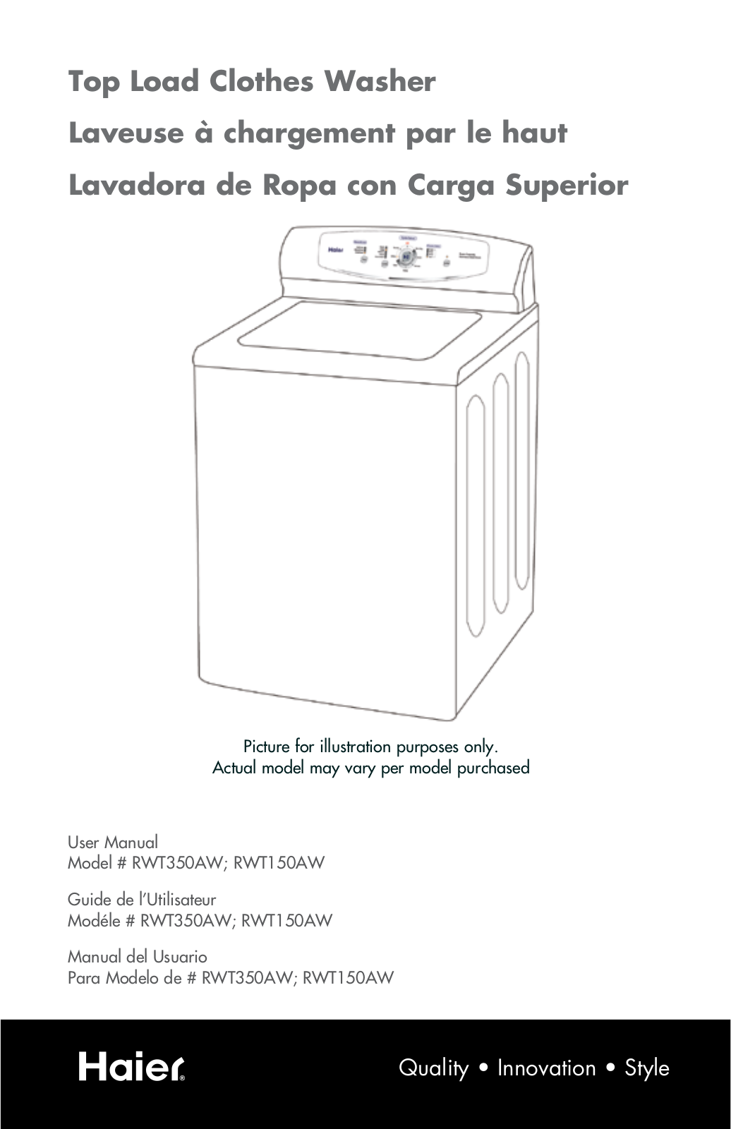 Haier RWT350AW, RWT150AW Owner’s Manual