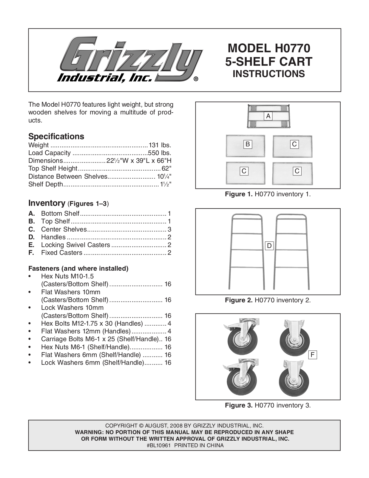 Grizzly H0770 User Manual