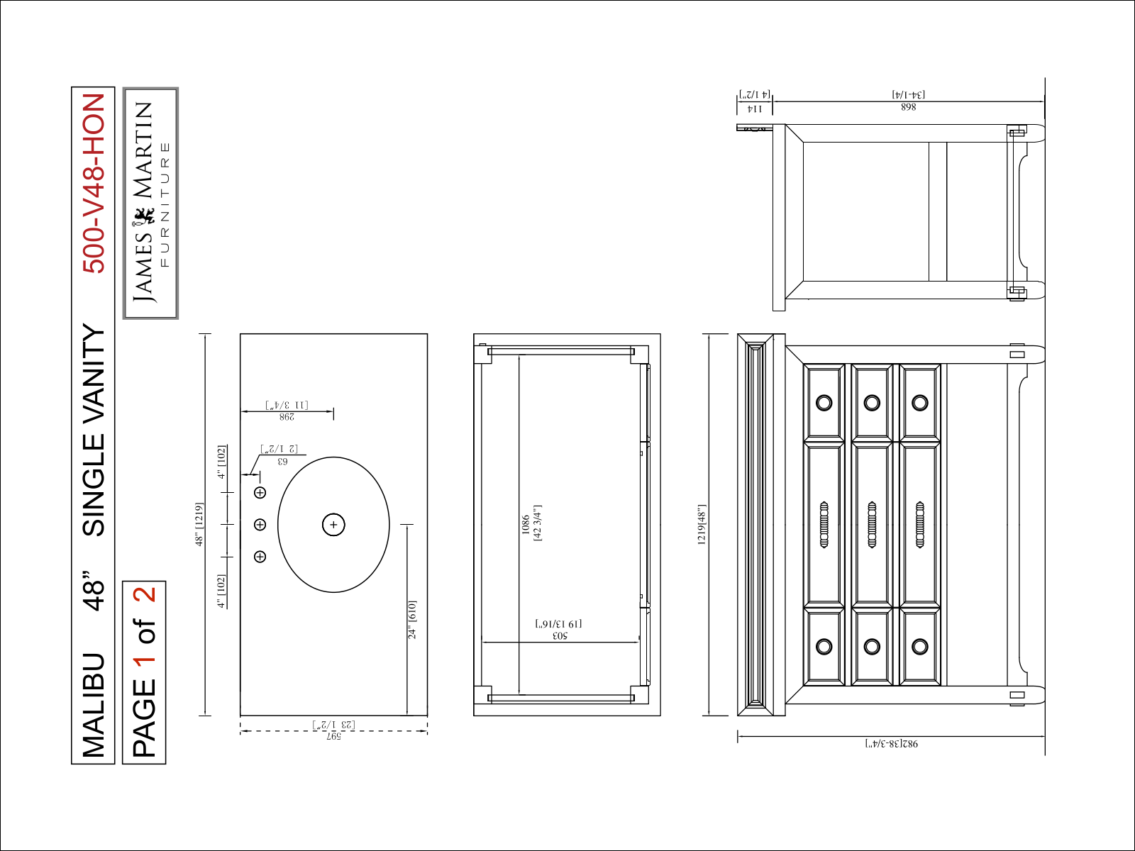 James Martin 500V48HON4GLB Specifications