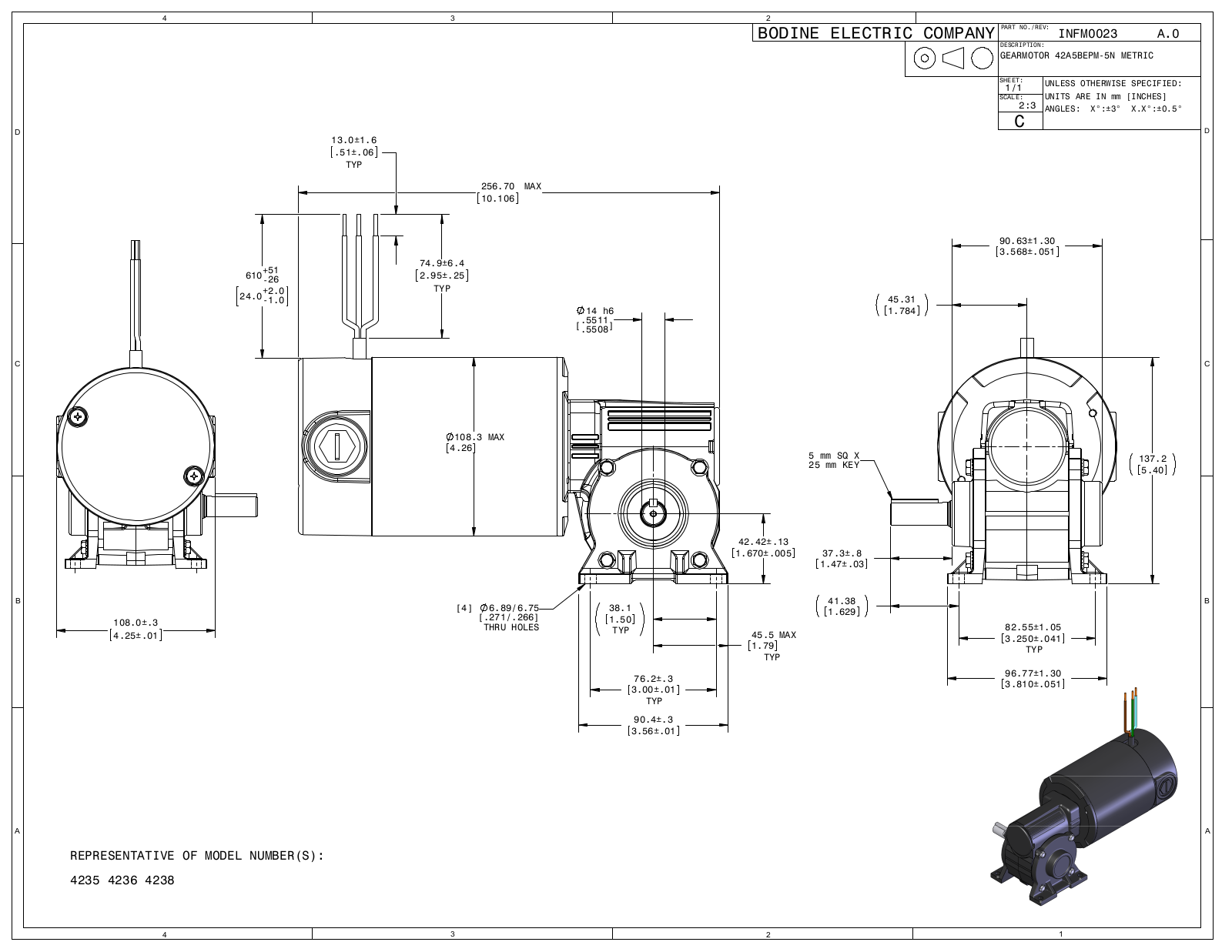 Bodine 4235, 4236, 4238 Reference Drawing