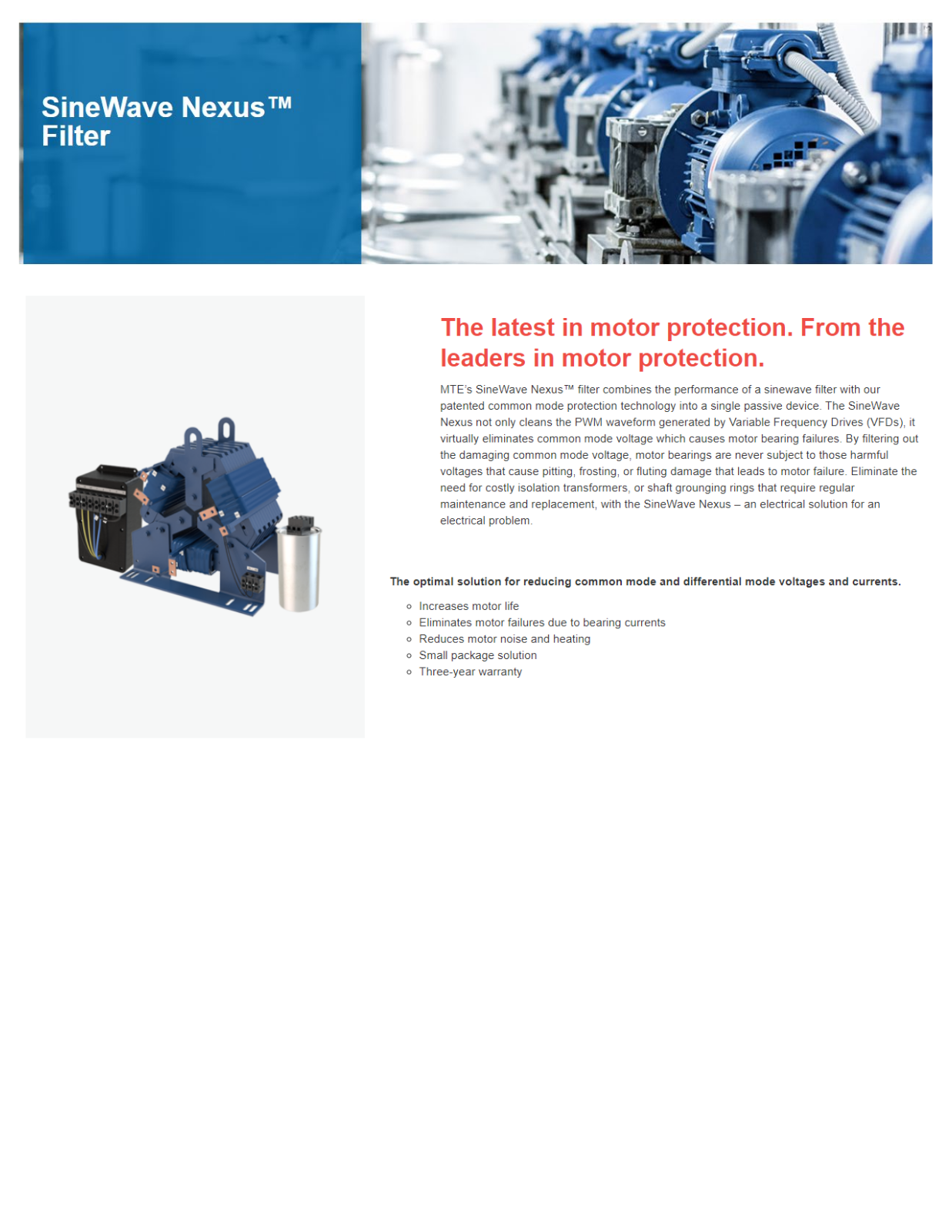 MTE SineWave Nexus Filter Catalog