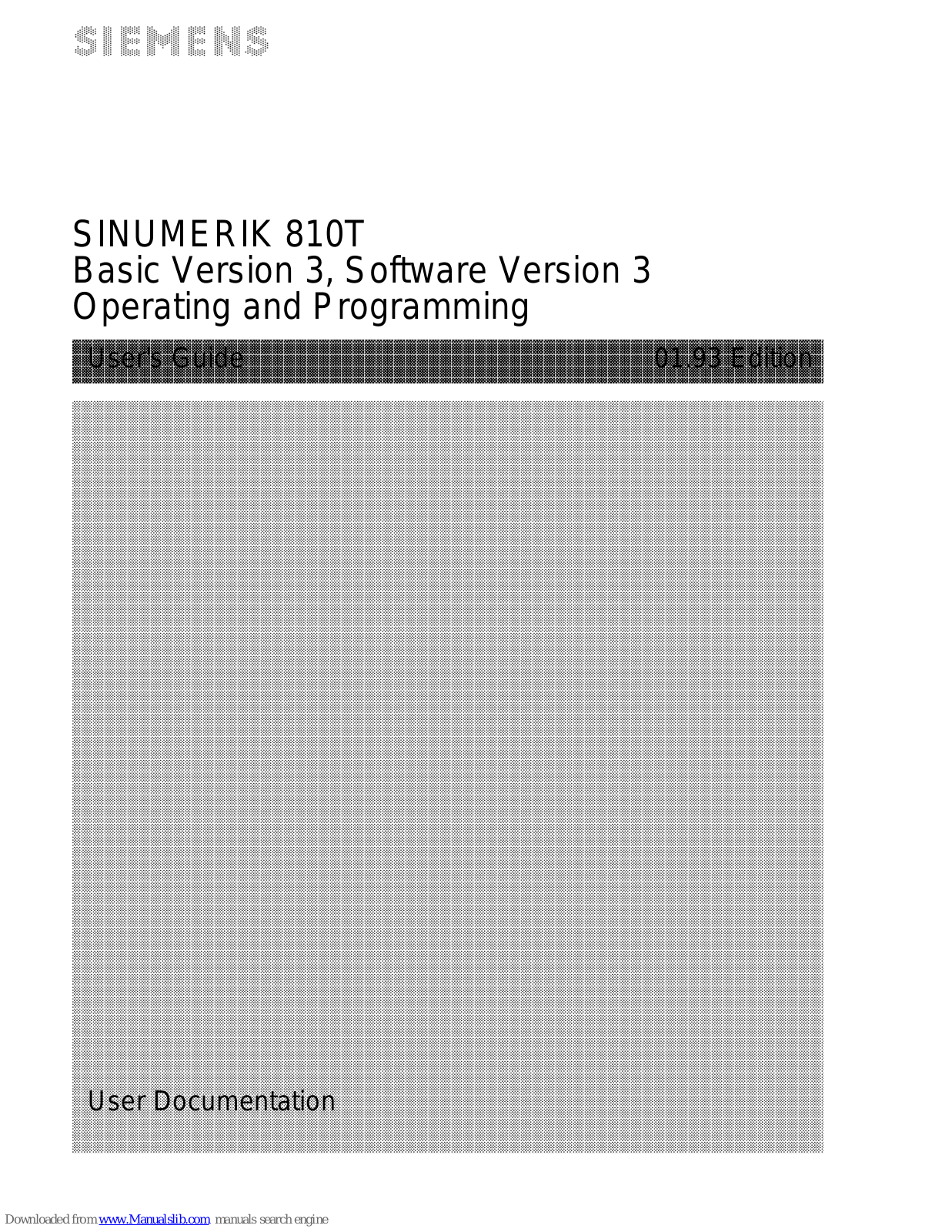 Siemens Sinumerik 810T User Manual