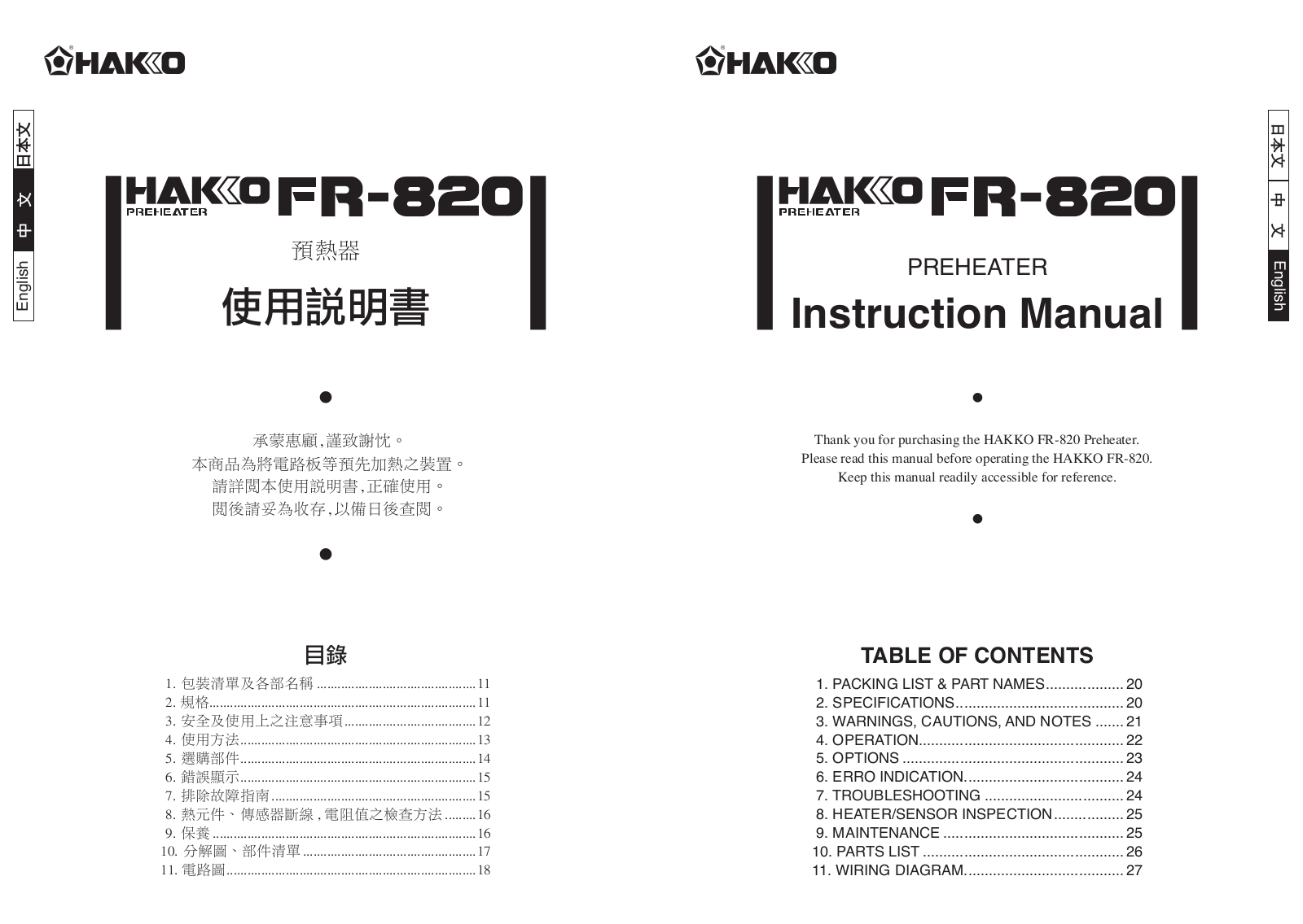 Hakko FR-820 User Manual