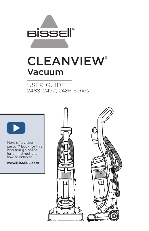 Bissell Cleanview 2492, Cleanview 2488, Cleanview 2486 User Manual