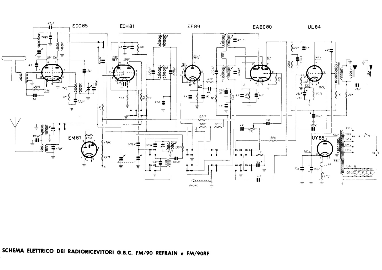 GBC fm 90, fm 90rf schematic