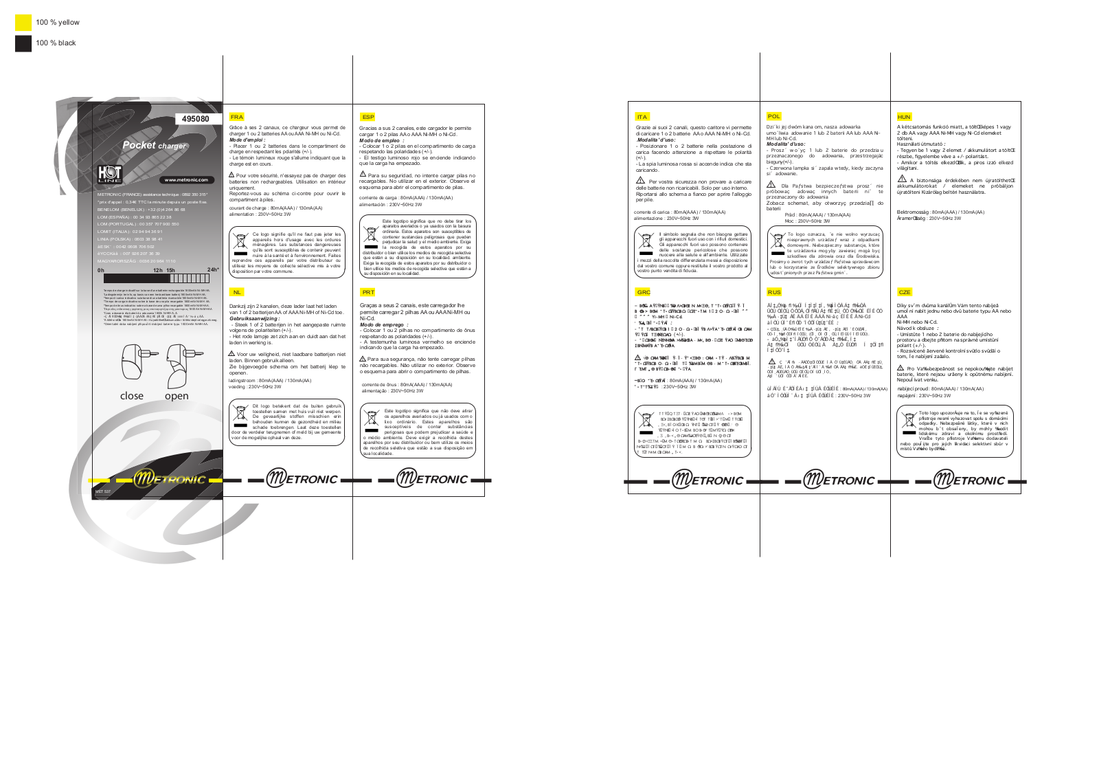 METRONIC CHARGEUR DE BATTERIES POCKET CHARGER User Manual