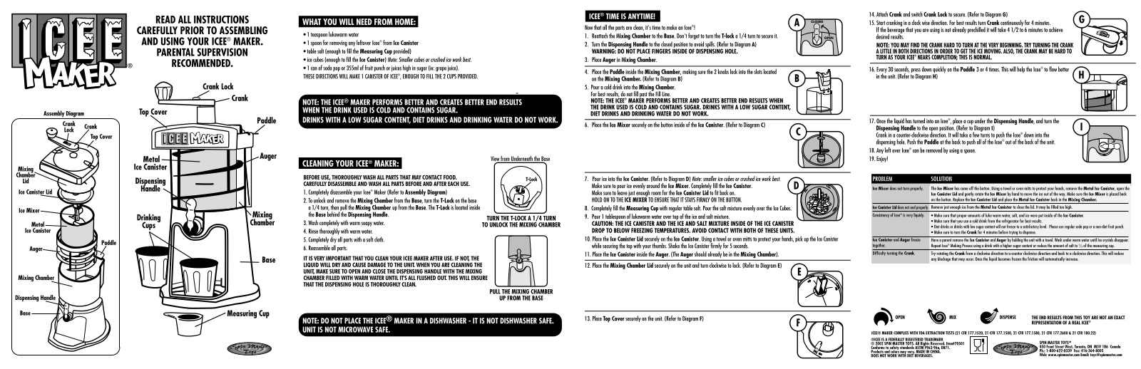 Spin Master Ice Maker User Manual