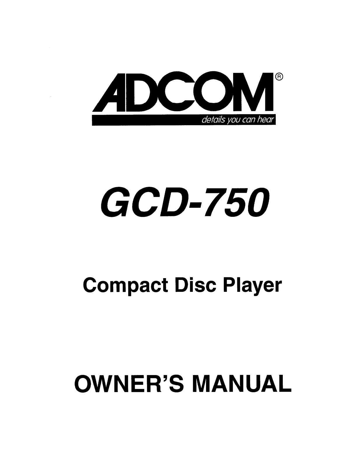 Adcom GCD-750 Owners manual