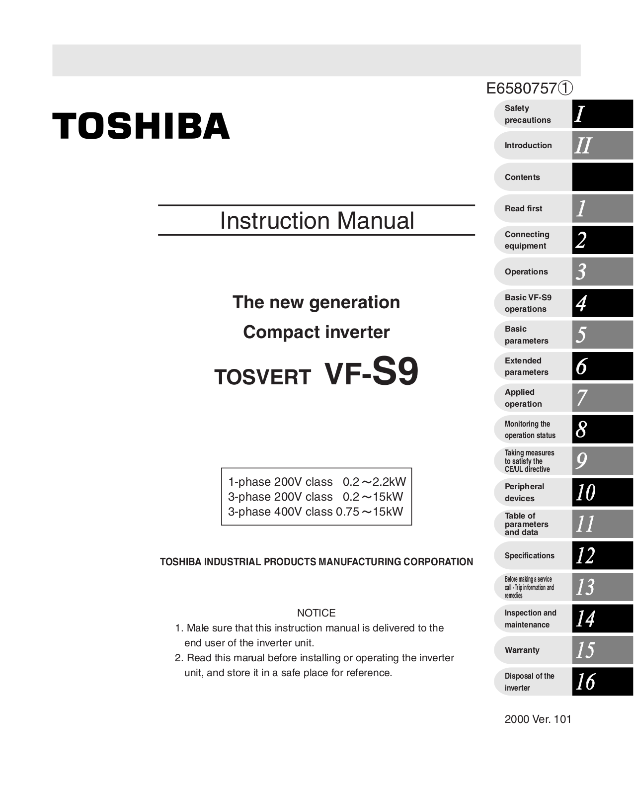 Toshiba VF-S9 User Manual