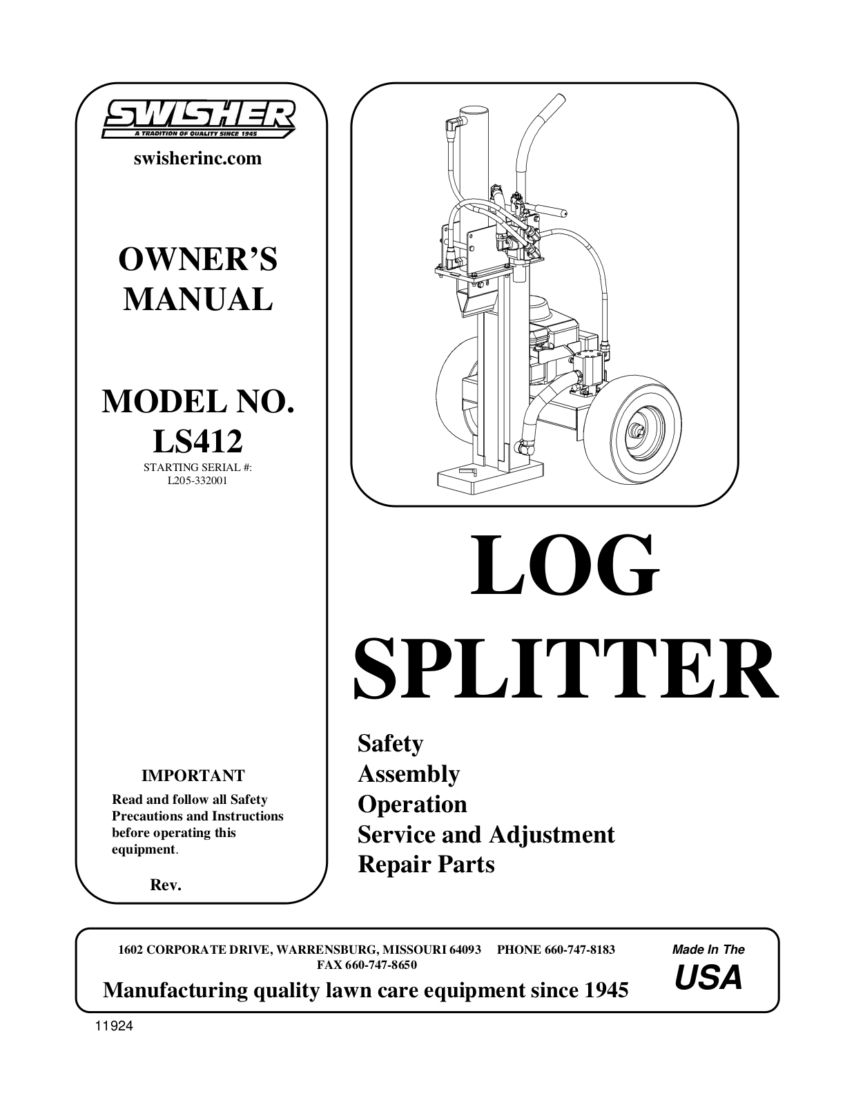 Swisher LS412 Owners Manual