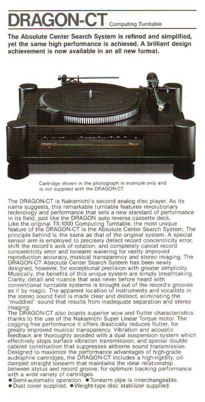 Nakamichi Dragon CT Brochure