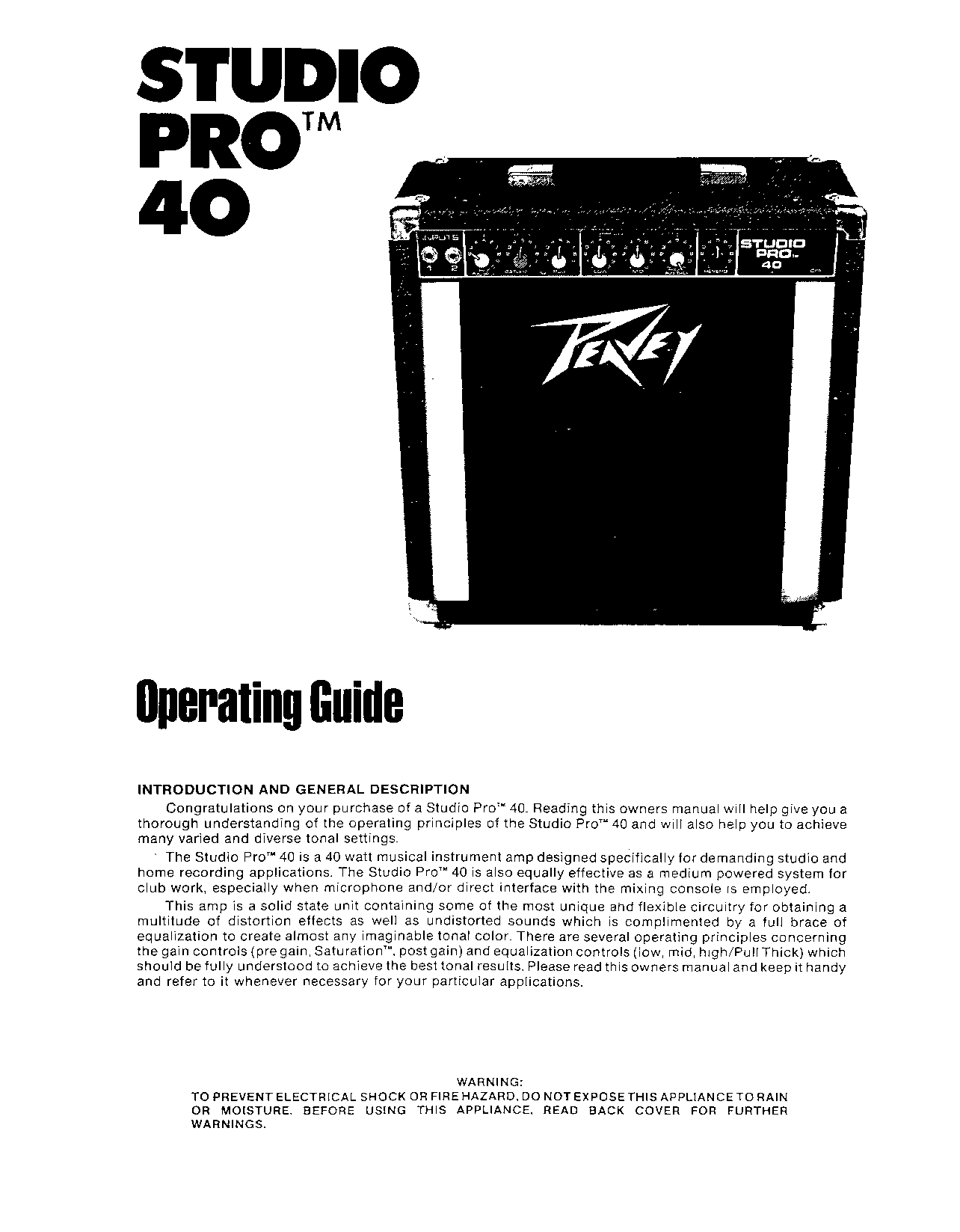 Peavey StudioPro 40 User Manual