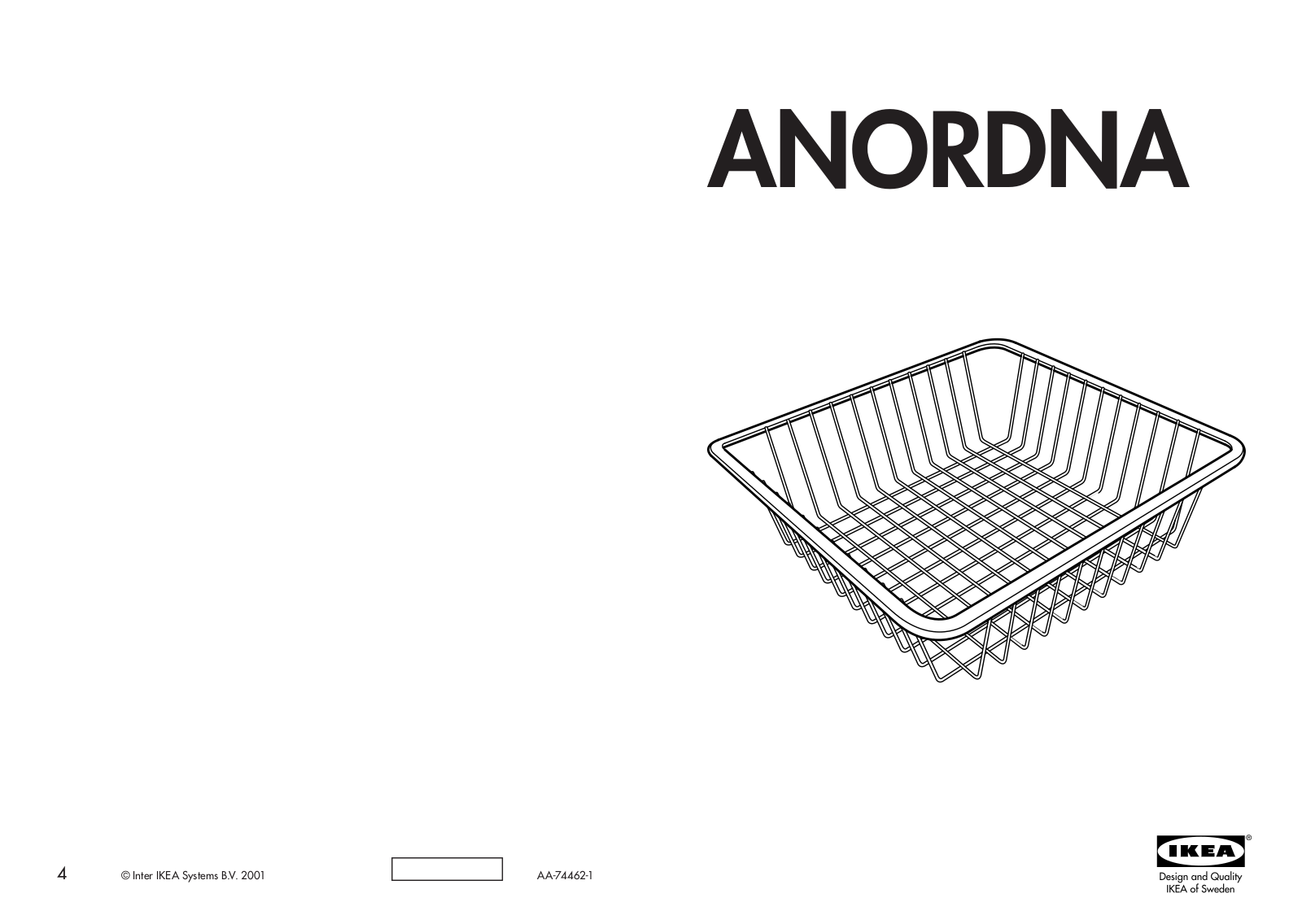 IKEA ANORDNA WIRE BASKET 16X15 GRY Assembly Instruction